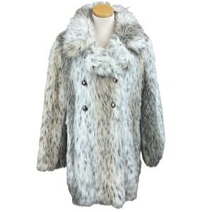 NEW BE FORE DAWN Faux Fur Womens (10) Leopard Button Coat Lined Warm Soft ($360)